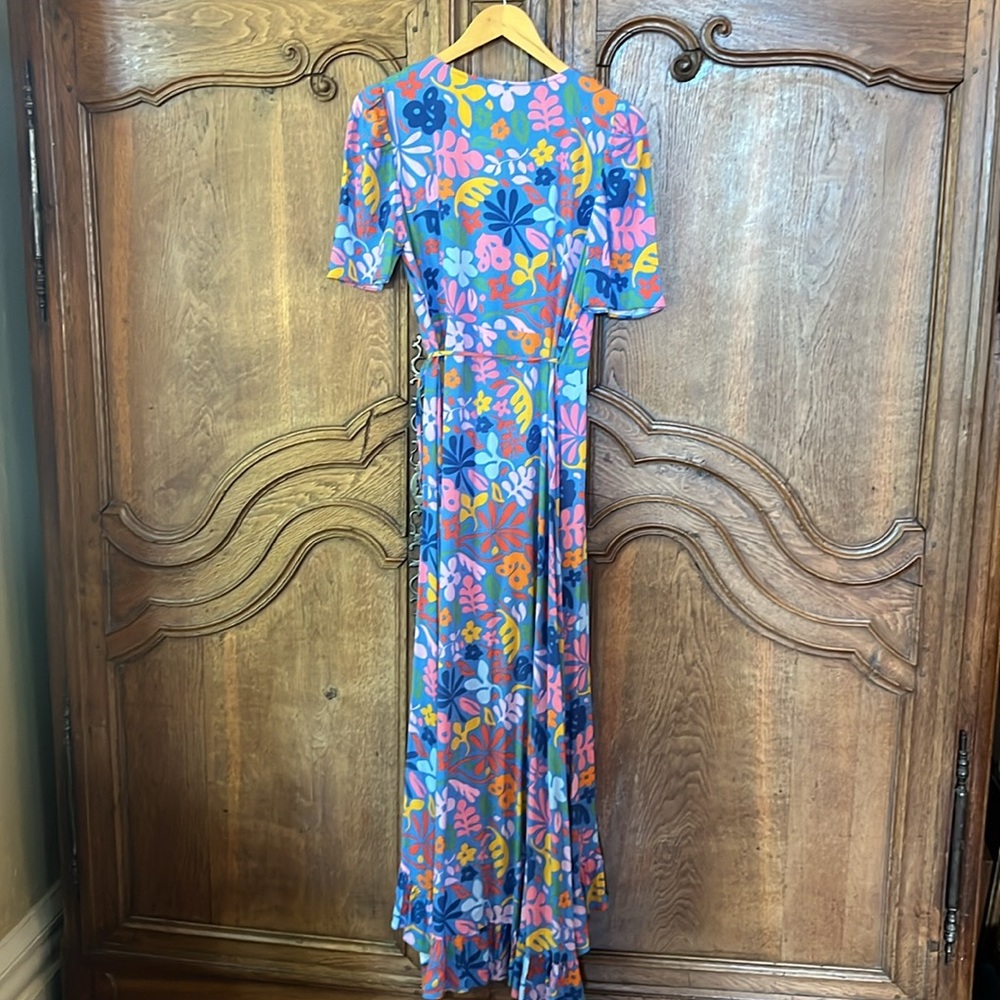 Sugarlips Floral Short Sleeve Wrap Maxi Dress - Blue Multicolor Size Small NWT - Picture 13 of 15